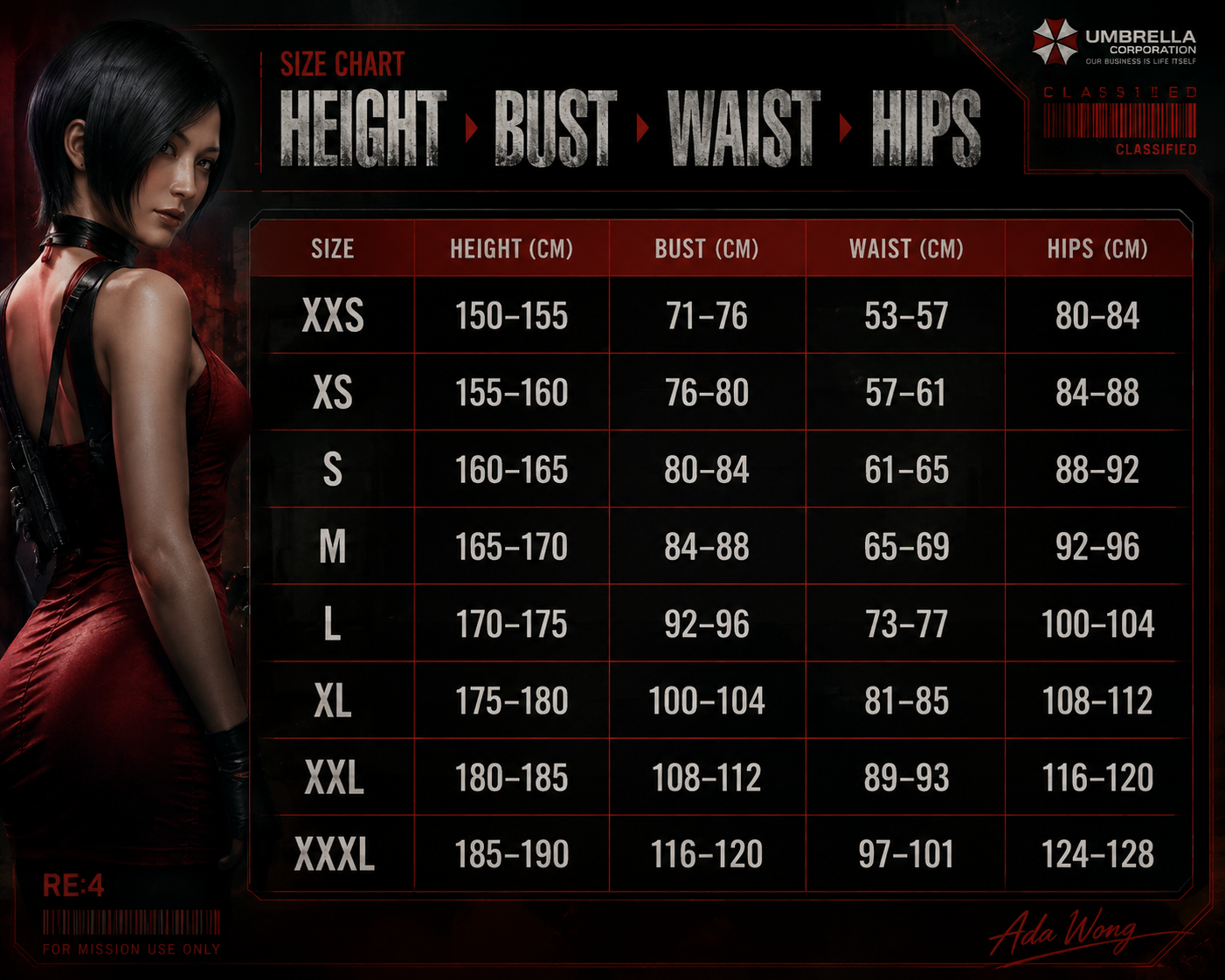 Resident Evil 4 Ada Wong Cosplay Costume