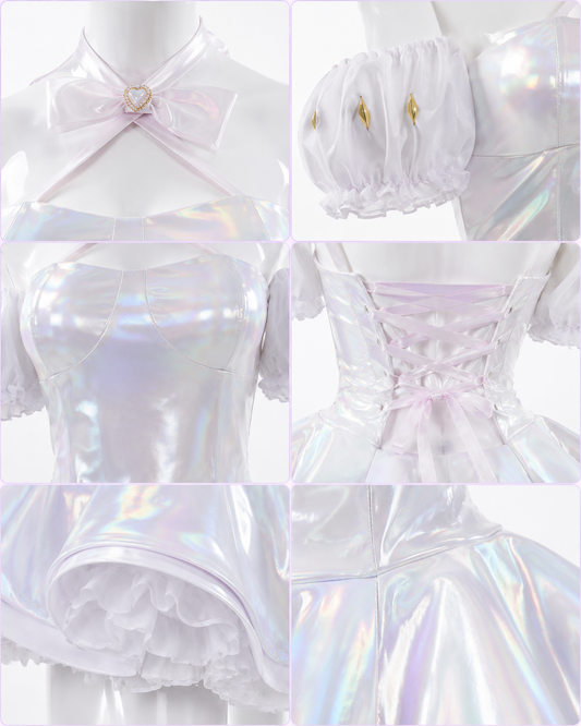 Kangel costume fabric and bow detail collage for KAngel Cosplay Costume & wig - Needy Streamer Overload