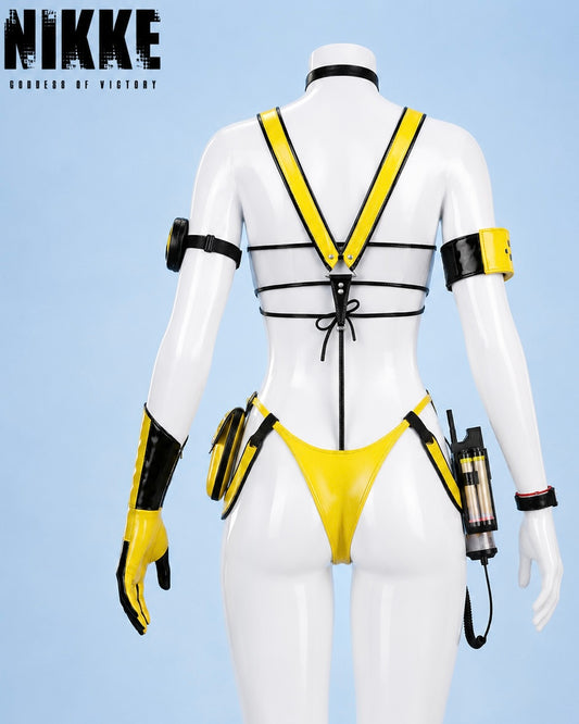 Nikke Elegg Cosplay Lingerie Set & Wig Elegg costume back view with harness straps