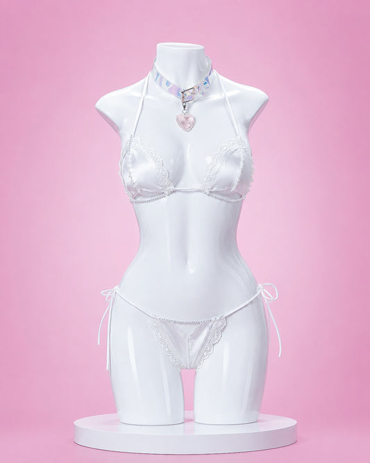 Nikke Victory Viper swimsuit cosplay bikini set front view with heart choker and anime game costume