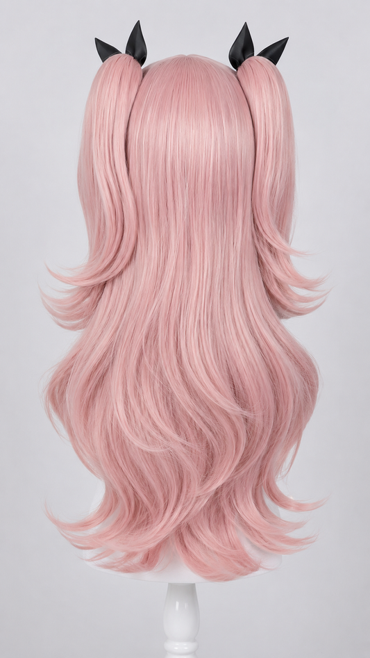Pink nicole demara wig back view for Zenless Zone Zero Cosplay Nicole demara wig