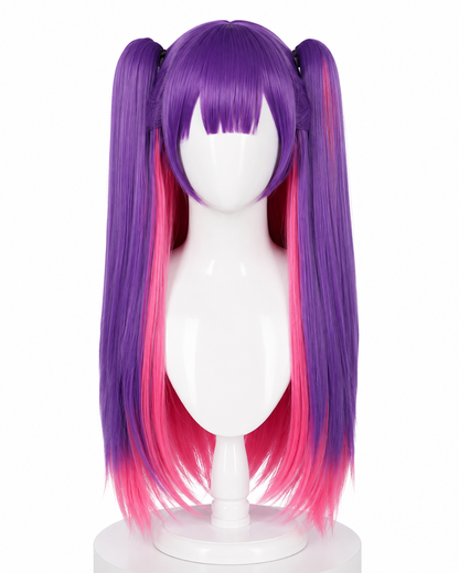 Lilysa & Mikari & wig long purple twin tail wig with pink tips for 2.5 Dimensional Seduction Cosplay - Lilysa & Mikari & wig