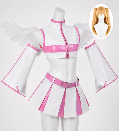 Lilysa & Mikari & wig white and pink winged costume with blonde wig option for 2.5 Dimensional Seduction Cosplay - Lilysa & Mikari & wig