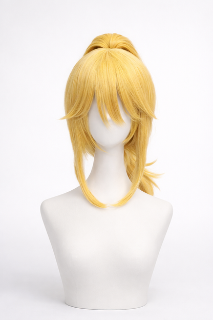 Blonde High Ponytail bowsette Cosplay Wig