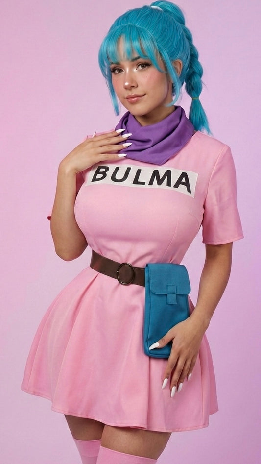 Dragon Ball Bulma Pink Dress Cosplay Costume