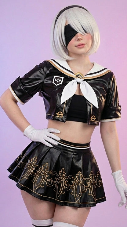 NieR: Automata 2B Sailor Uniform Cosplay | Black Vinyl Edition | MBCosplay