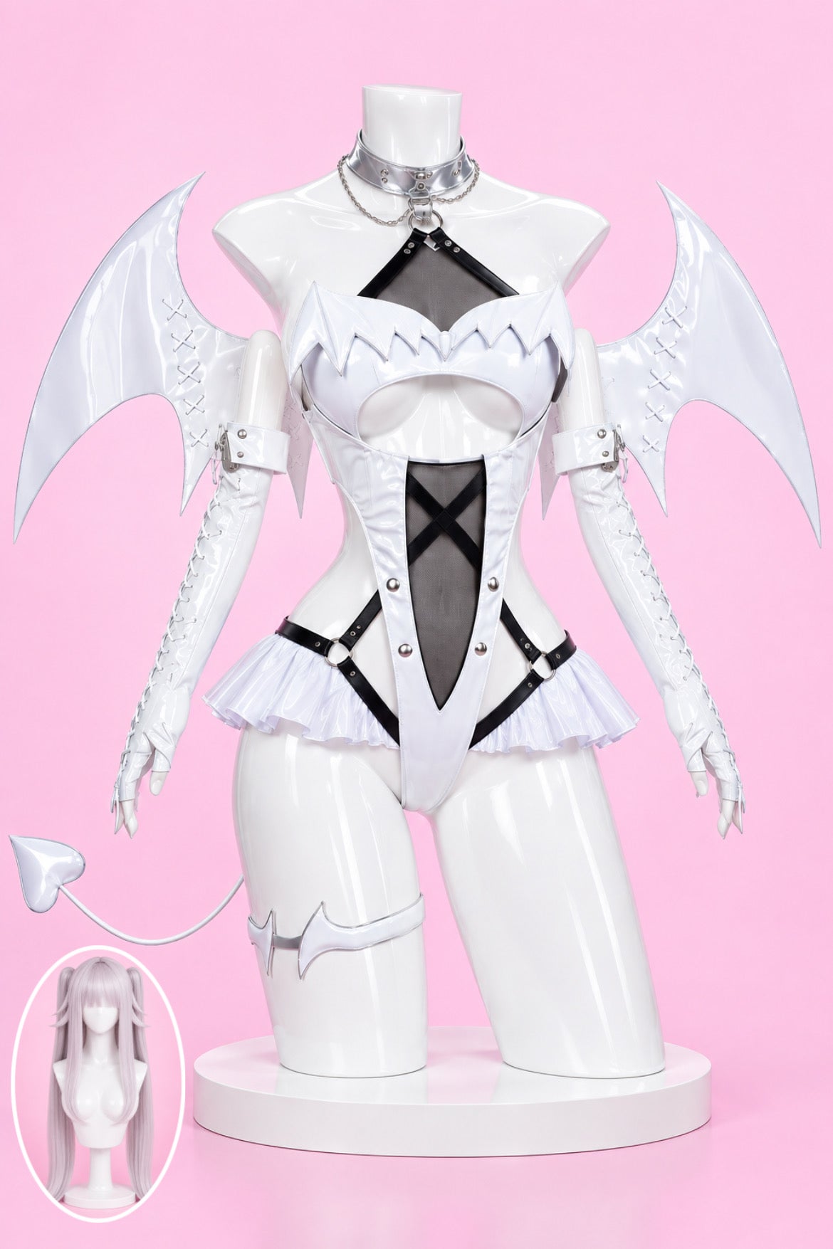 Goddess of Victory Nikke Blanc White Angel Bunny Cosplay Costume Lingerie – Anime Devil Wing Outfit Set