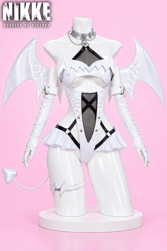 Goddess of Victory Nikke Blanc White Angel Bunny Cosplay Costume Lingerie – Anime Devil Wing Outfit Set