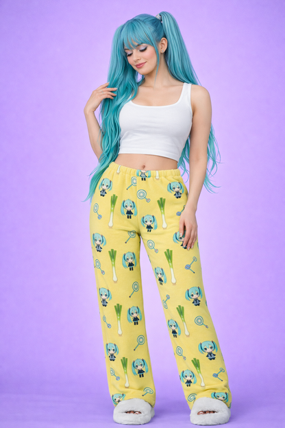 Hatsune Miku Chibi Style Flannel Pyjama Pants Lounge Wear|MBCosplay Lounge