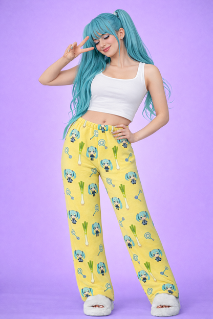 Hatsune Miku Chibi Style Flannel Pyjama Pants Lounge Wear|MBCosplay Lounge