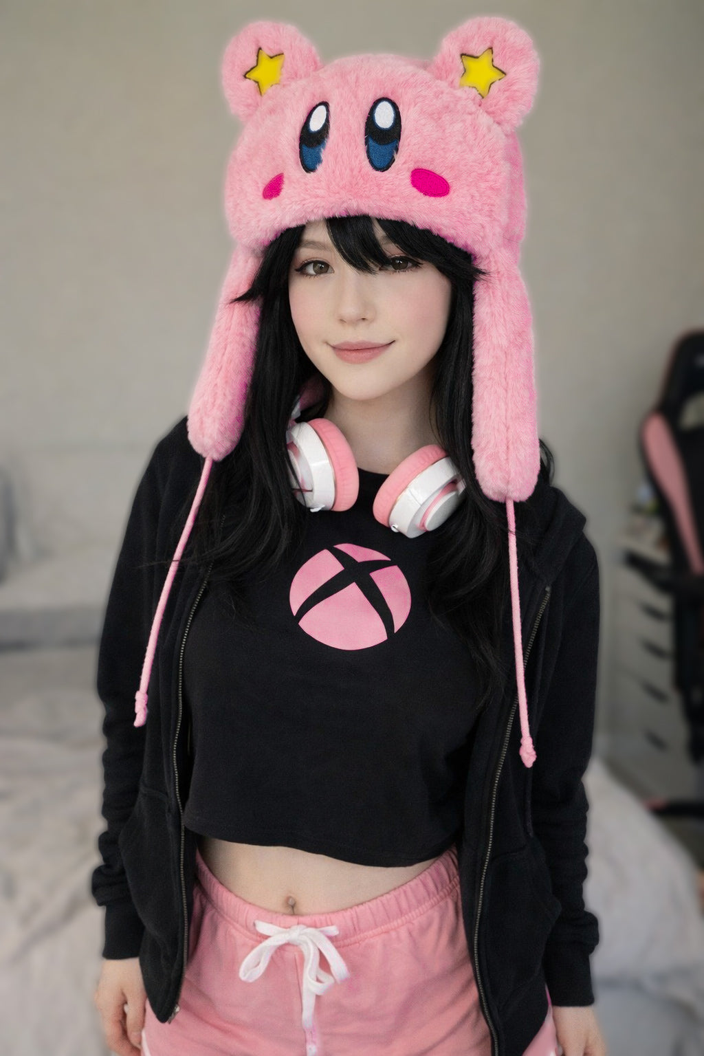 Kirby plush trapper hat pink | MBStudio