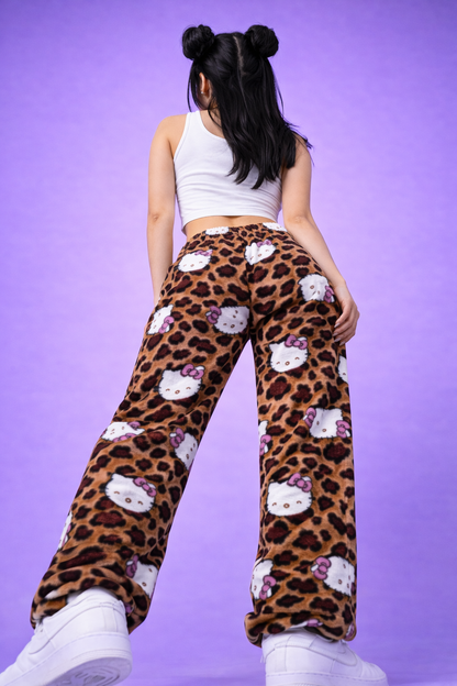 Y2K Leopard Print Pajamas Pants Anime Hello Kitty | MBCosplay Lounge