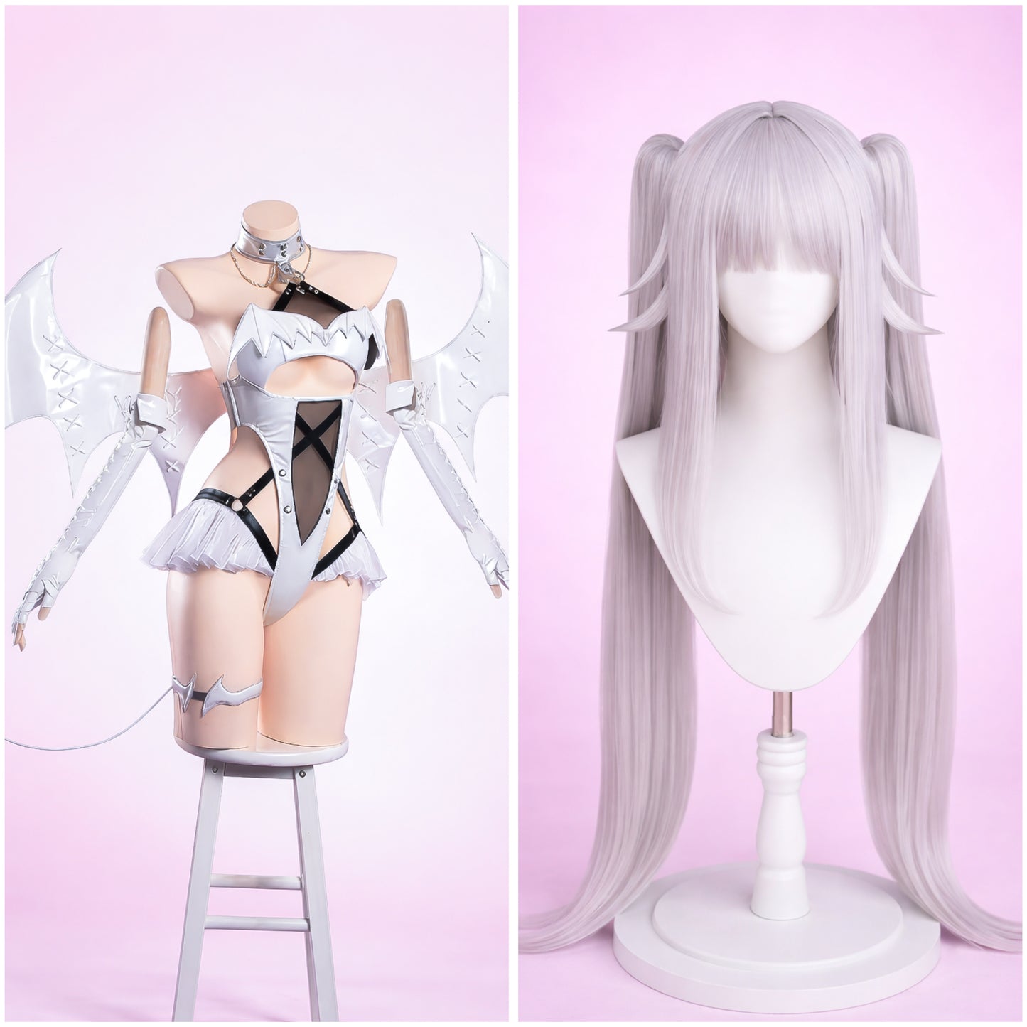 Goddess of Victory Nikke Blanc White Angel Bunny Cosplay Costume Lingerie – Anime Devil Wing Outfit Set