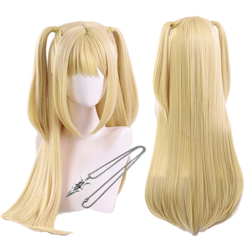 Death Note Misa Amane Cosplay Wig – Blonde Pigtail & Spear Necklace