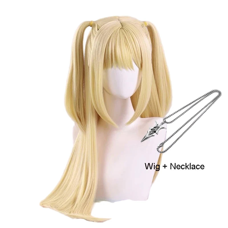 Death Note Misa Amane Cosplay Wig – Blonde Pigtail & Spear Necklace
