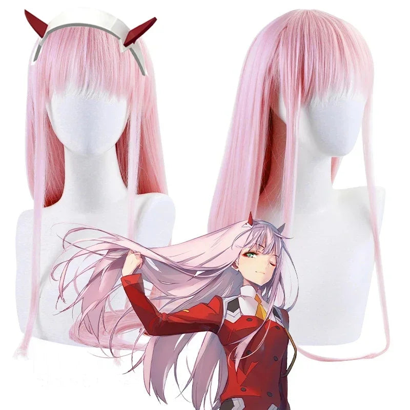 Zero Two Cosplay Wig – Pink Straight Bangs Darling in the FranXX