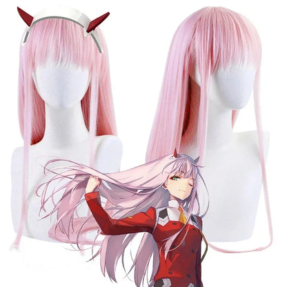 Zero Two Cosplay Wig – Pink Straight Bangs Darling in the FranXX