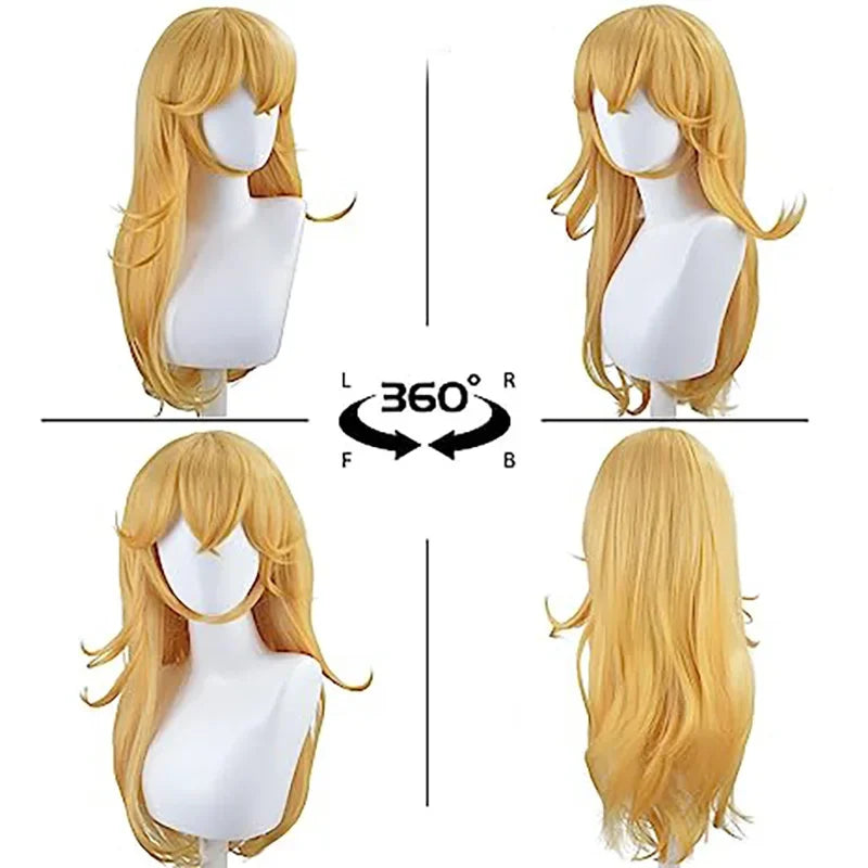 Princess Peach Cosplay Wig & Crown – Super Mario Blonde Hair Set