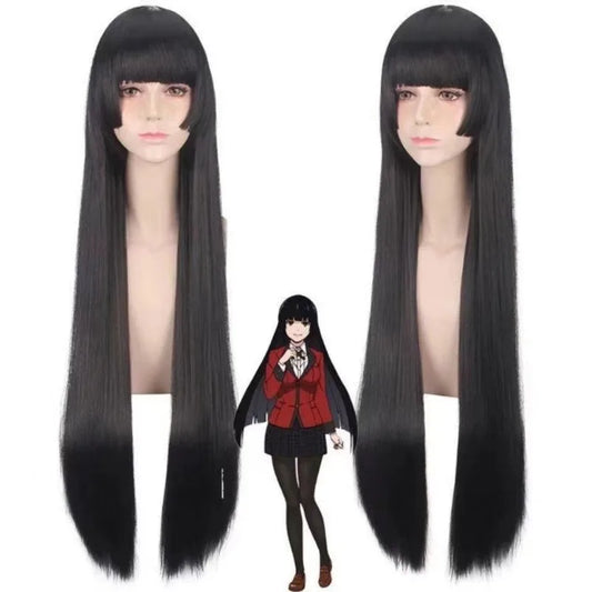 Kakegurui Yumeko Jabami Cosplay Wig – Long Black Blunt Bangs