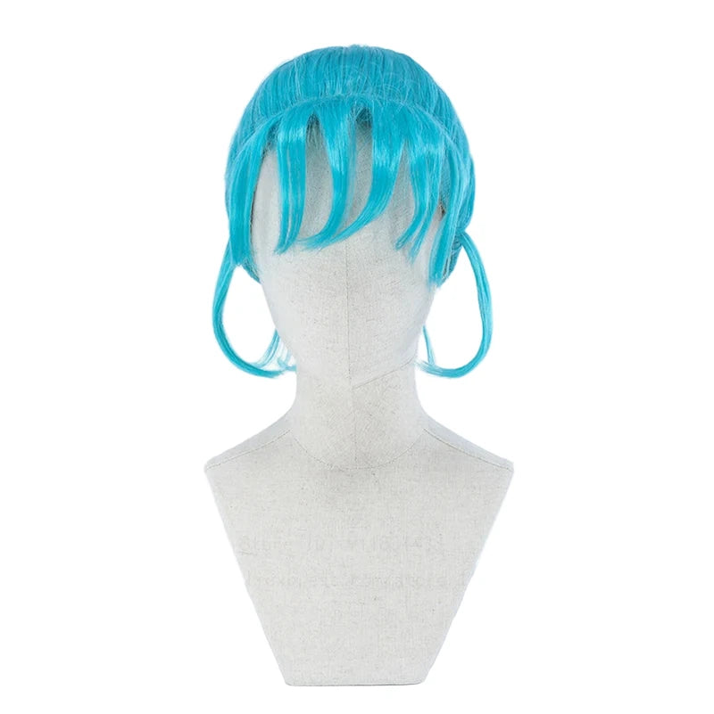 Dragon Ball Bulma Cosplay Wig – Bright Blue Ponytail Style