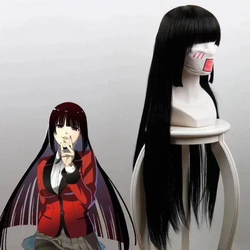 Kakegurui Yumeko Jabami Cosplay Wig – Long Black Blunt Bangs