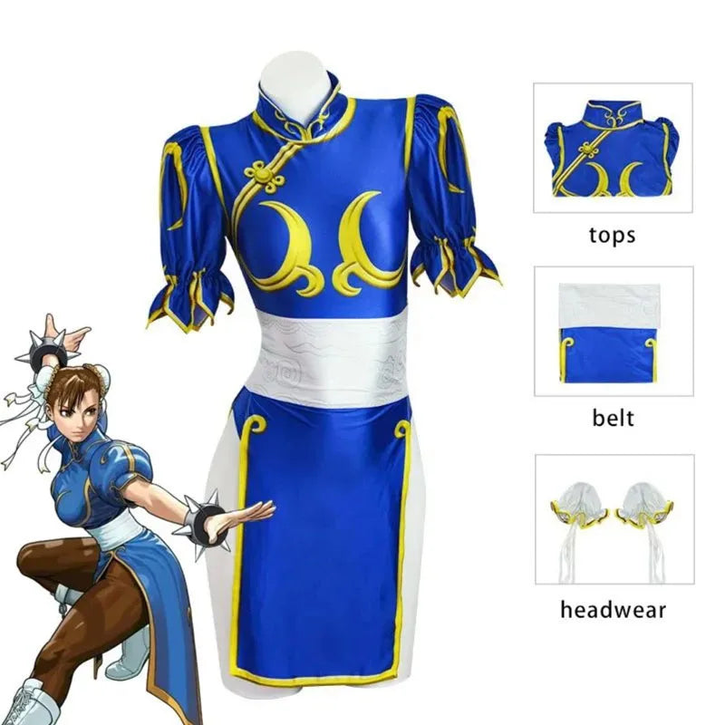 Street Fighter Chun-Li Cosplay costume – Classic Blue Qipao