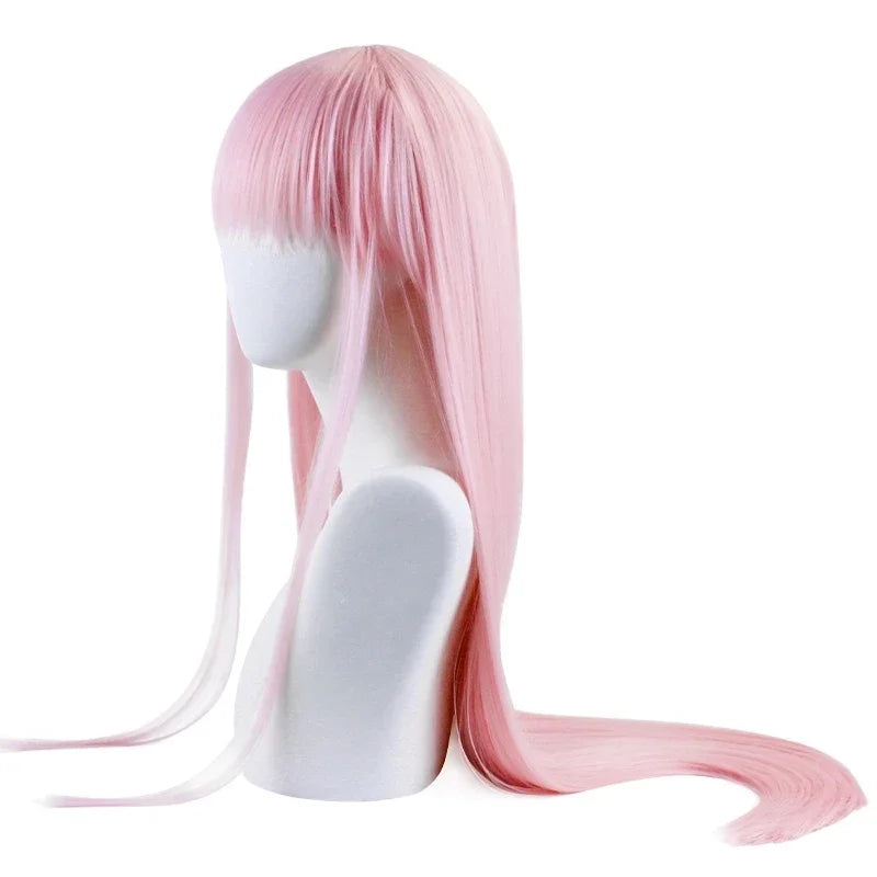 Zero Two Cosplay Wig – Pink Straight Bangs Darling in the FranXX