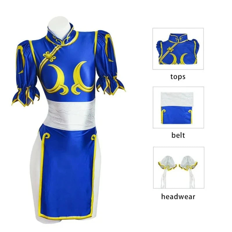Street Fighter Chun-Li Cosplay costume – Classic Blue Qipao