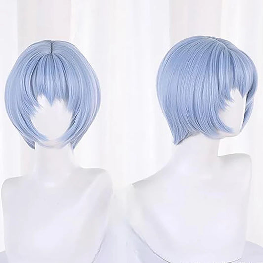 Evangelion Rei Ayanami Cosplay Wig – Light Blue Bob & Clips