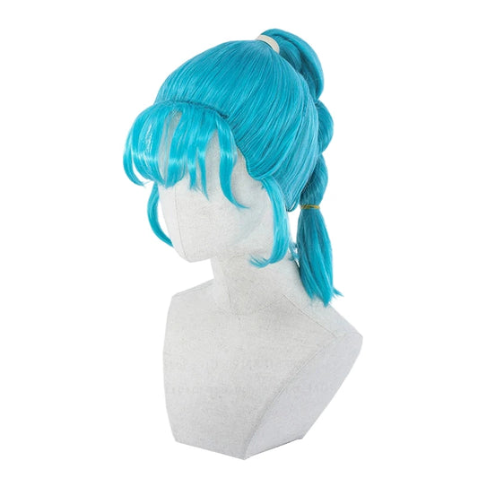 Dragon Ball Bulma Cosplay Wig – Bright Blue Ponytail Style