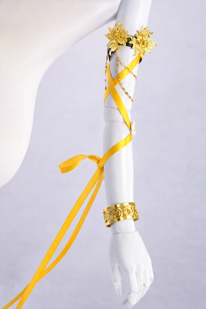 Aglaea Honkai : Star Rail lingerie bikini & wig showing gold arm accessory