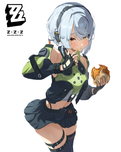 Animated character in futuristic outfit with 'Z-Z-Z' logo