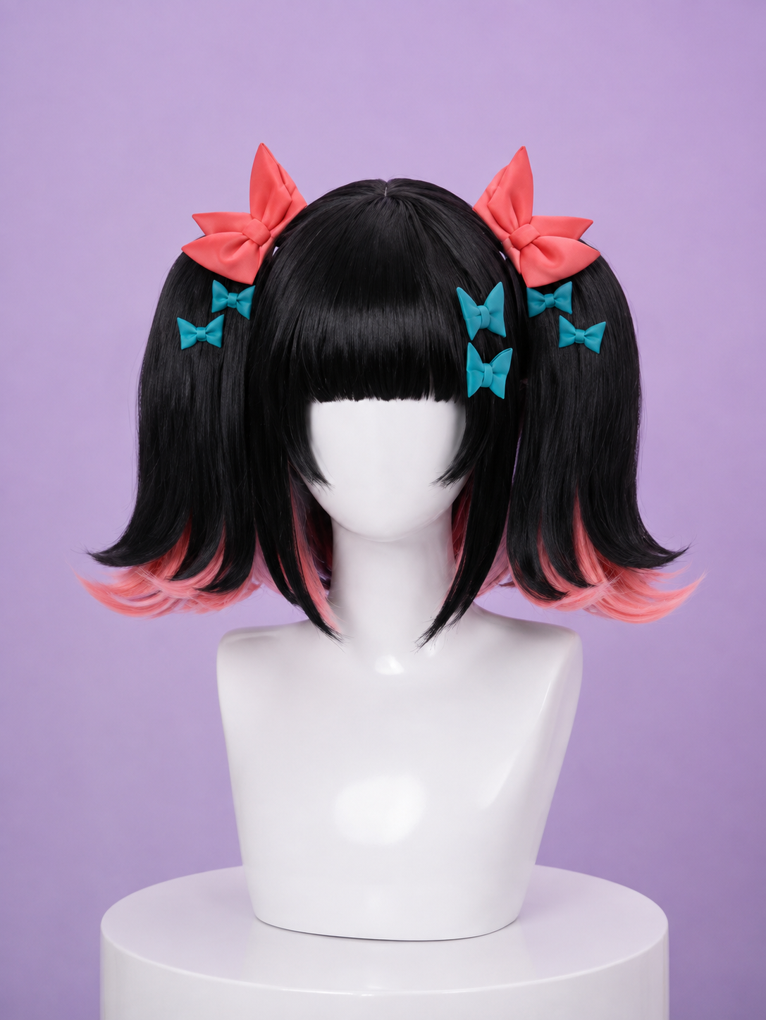 Nangong Yu black wig with red ribbons for Angels of Delusion Nangong Yu ZZZ Cosplay Costume Game Zenless Zone Zero