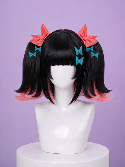 Nangong Yu black wig with red ribbons for Angels of Delusion Nangong Yu ZZZ Cosplay Costume Game Zenless Zone Zero