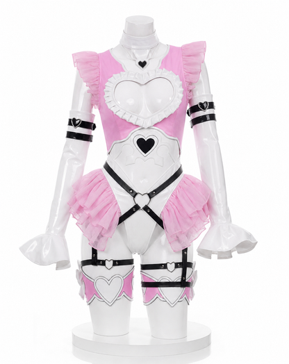 Pink android costume front view without logo for Anime NieR: Automata DOLL2B Cosplay Costume