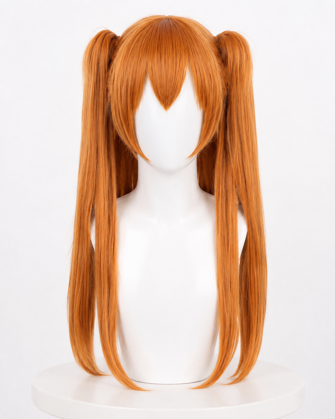 Asuka Shikinami Langley Evangelion Punk Cosplay Costume Full Set long orange twin-tail wig front view