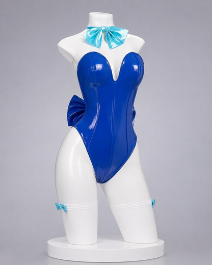 Blue Archive Asuma Toki Bunny Girl Cosplay Costume & Wig blue bunny costume front view without character inset