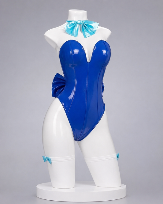 Blue Archive Asuma Toki Bunny Girl Cosplay Costume & Wig blue bunny costume front view without character inset