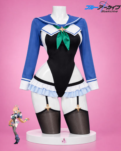 Shimiko Endo blue sailor bodysuit front view for Blue Archive Shimiko Endō Cosplay Costume & Wig
