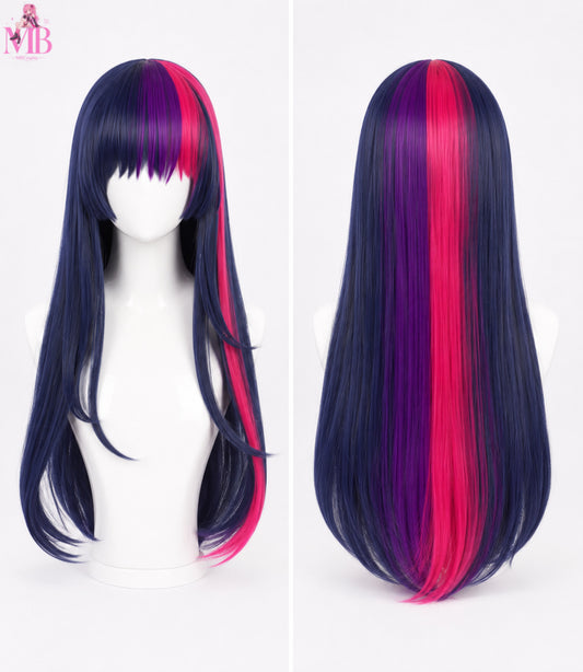 Bulma Dragon Ball 65cm Green Cosplay Wig Back View – Premium Anime Wig on White Mannequin Bust | MBCosplay