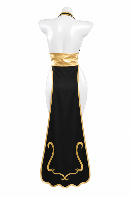 Chun Li black battle dress back view for Chun-Li Battle Dress Street Fighter Cosplay Costume