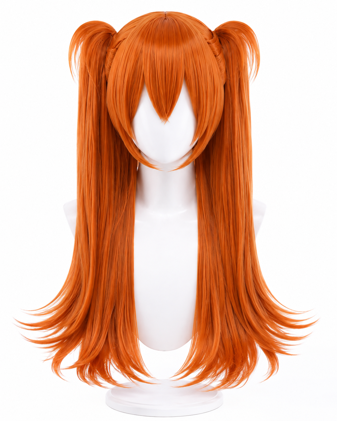 Orange ponytail wig front view for Evangelion Asuka Wig – Orange Ponytails & Hair Clips