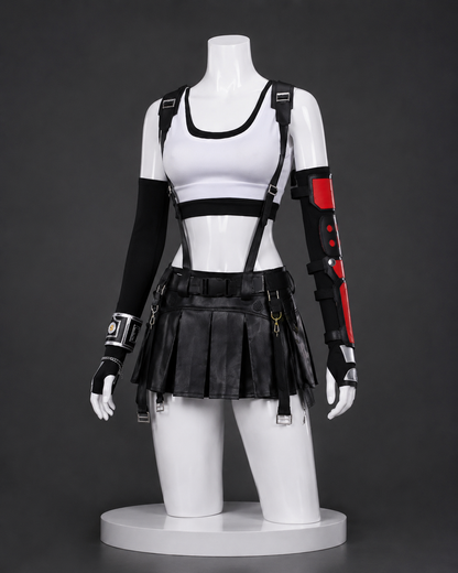 FF7 Tifa Lockhart Tactical Cosplay costume black tactical outfit front view without character inset