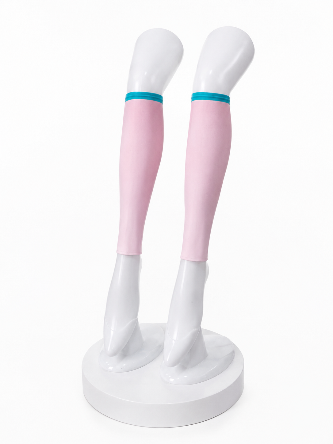 Pink thigh high stockings with teal trim for Fortnite Hatsune Miku Neko Cosplay costume
