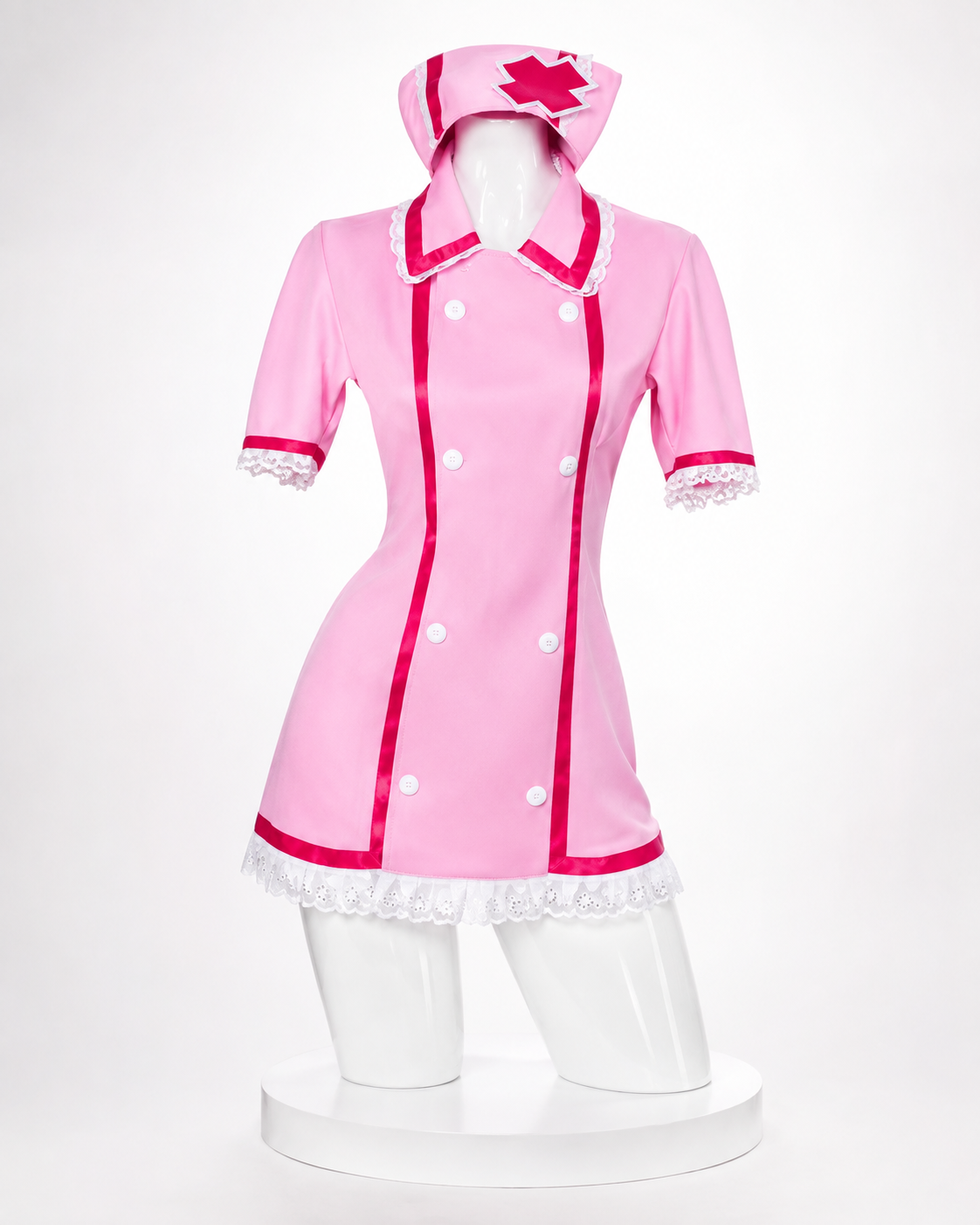 Hatsune Miku Pink Nurse Cosplay Costume pink nurse costume front view without character inset