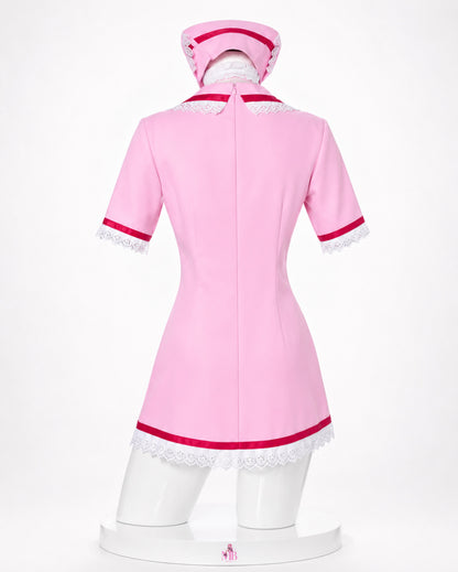 Pink nurse dress back view for Hatsune Miku Pink Nurse Cosplay Costume