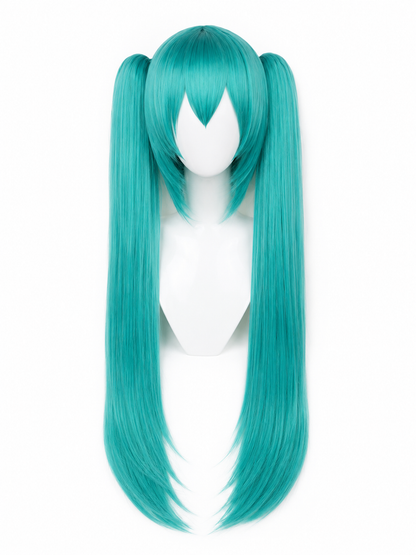 Hatsune Miku Vocaloid Cosplay Costume Set – Anime School Idol Outfit with Wig Option long teal cosplay wig front view