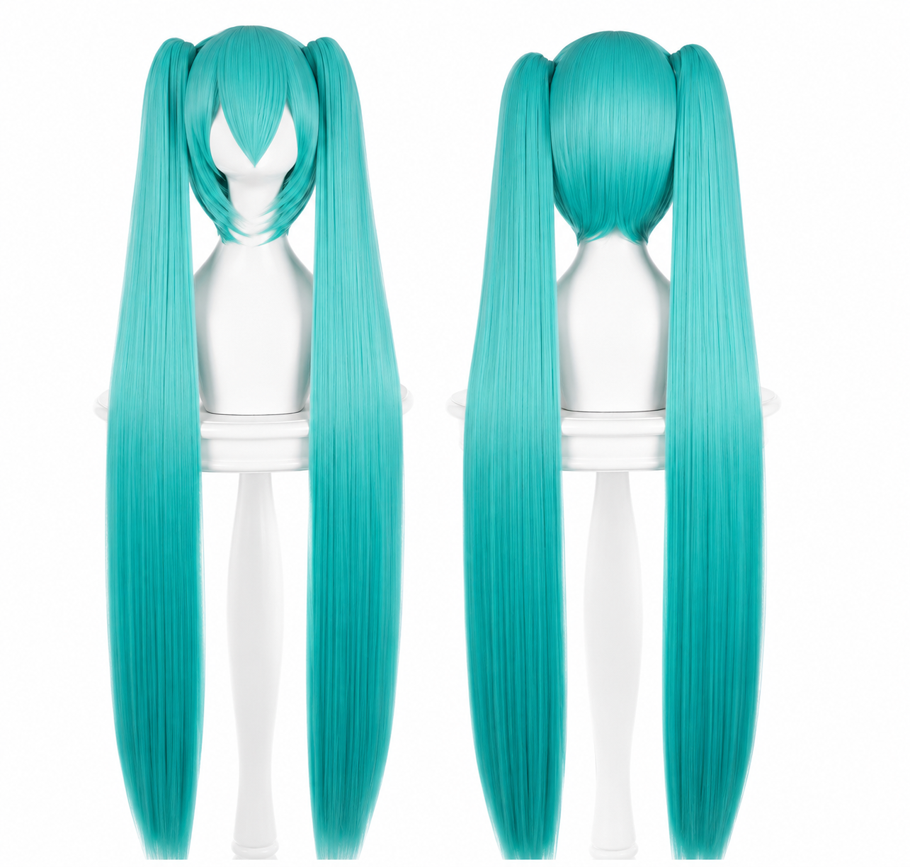 Optional Hatsune Miku cosplay wig with long turquoise twin tails for Vocaloid, Project DIVA and anime cosplay.