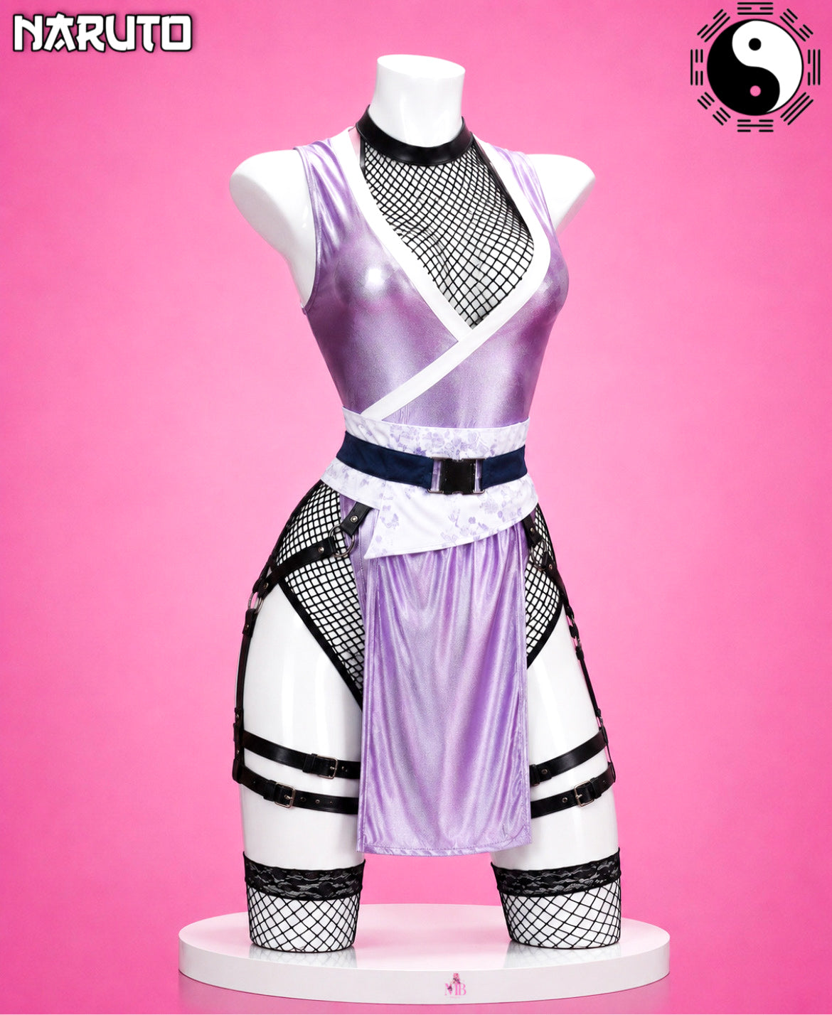 Front view of Hinata Hyuga Byakugan Princess cosplay costume