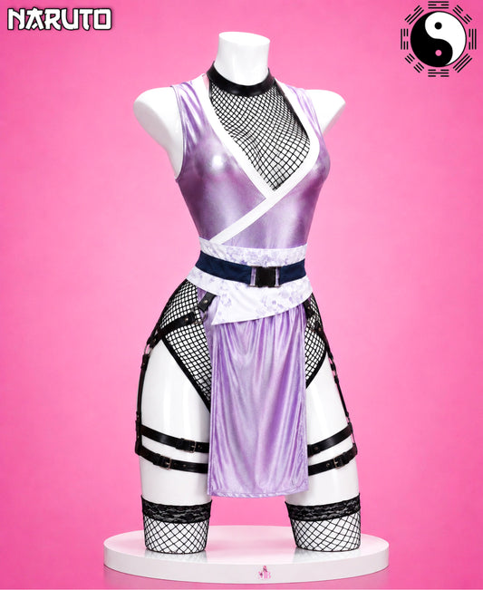 Front view of Hinata Hyuga Byakugan Princess cosplay costume